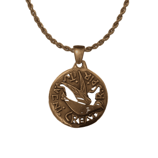 Vintage Bronze Veni Creator Spiritus Dove Medal
