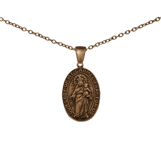 Vintage Bronze Our Lady of Mount Carmel Scapular Medal