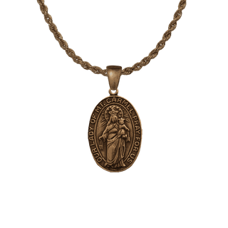 Vintage Bronze Our Lady of Mount Carmel Scapular Medal