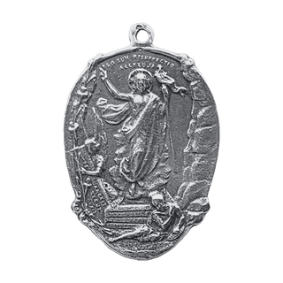 Vintage White Bronze Agnus Dei and He Is Risen Easter Medal — reverse