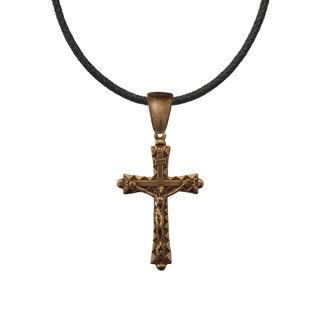 Vintage Bronze Art Deco Crucifix with Flowers