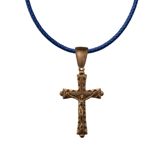 Vintage Bronze Art Deco Crucifix with Flowers