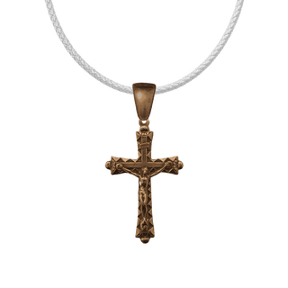 Vintage Bronze Art Deco Crucifix with Flowers