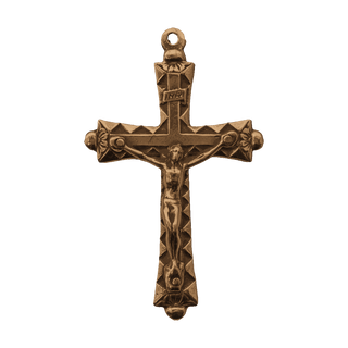 Vintage Bronze Art Deco Crucifix with Flowers