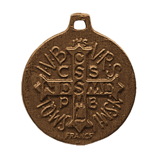 Vintage Bronze St. Benedict Medal, Small — reverse