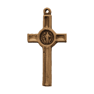 Vintage Bronze St. Benedict Crucifix, Small — reverse