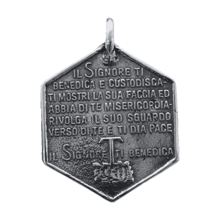 Vintage White Bronze St. Francis Blessing Medal — reverse