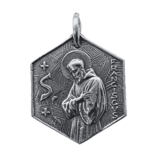 Vintage White Bronze St. Francis Blessing Medal
