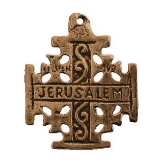 Vintage Bronze Jerusalem Cross Pendant — reverse