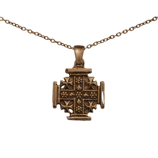Vintage Bronze Jerusalem Cross Pendant