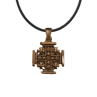 Vintage Bronze Jerusalem Cross Pendant