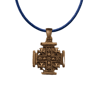 Vintage Bronze Jerusalem Cross Pendant