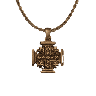 Vintage Bronze Jerusalem Cross Pendant