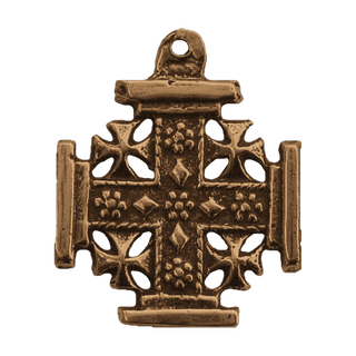 Vintage Bronze Jerusalem Cross Pendant