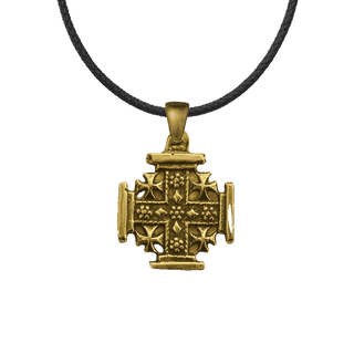 Vintage Yellow Bronze Jerusalem Cross Pendant