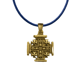 Vintage Yellow Bronze Jerusalem Cross Pendant