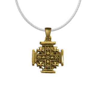 Vintage Yellow Bronze Jerusalem Cross Pendant