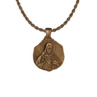 Vintage Bronze Our Lady of Montaigu Sacred Heart Medal
