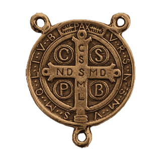 Vintage Bronze Small St. Benedict Rosary Center — reverse