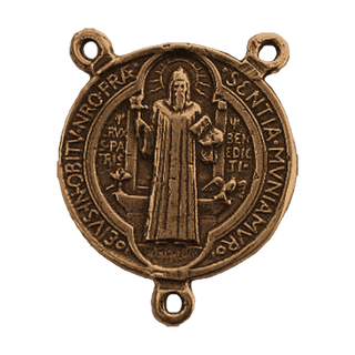 Vintage Bronze Small St. Benedict Rosary Center