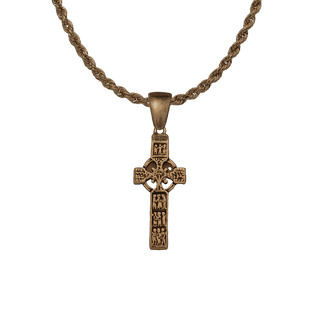 Vintage Bronze Celtic High Cross Pendant