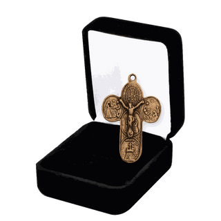 Vintage Bronze St. Benedict Sacraments Crucifix