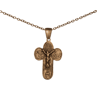 Vintage Bronze St. Benedict Sacraments Crucifix
