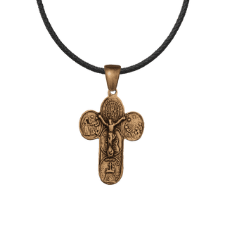Vintage Bronze St. Benedict Sacraments Crucifix