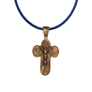 Vintage Bronze St. Benedict Sacraments Crucifix