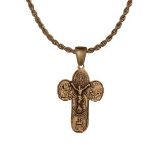 Vintage Bronze St. Benedict Sacraments Crucifix