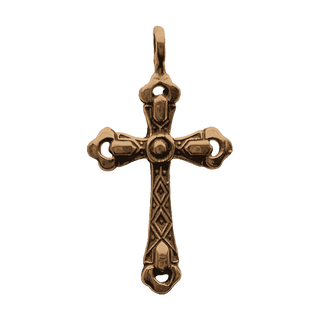 Vintage Bronze Budded Cross with Diamond Pattern