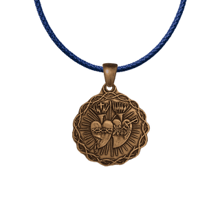 Vintage Bronze Twin Hearts Medal, Lima Golden Jubilee
