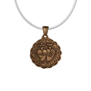Vintage Bronze Twin Hearts Medal, Lima Golden Jubilee