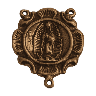 Vintage Bronze Holy Face and Guadalupe Rosary Center — reverse