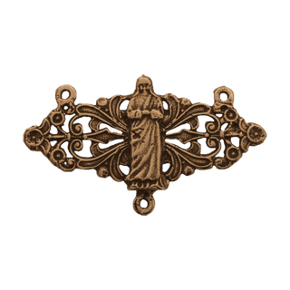 Vintage Bronze Mother Teresa Filigree Rosary Center