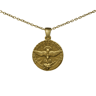 Vintage Yellow Bronze Veni Sancte Spiritus Medal