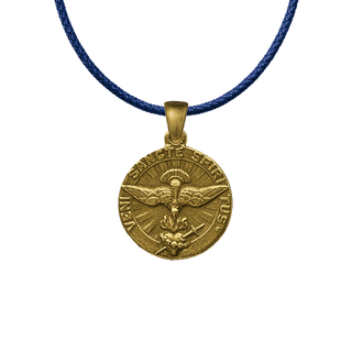 Vintage Yellow Bronze Veni Sancte Spiritus Medal
