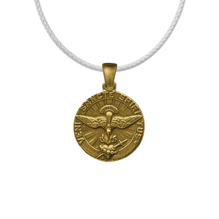 Vintage Yellow Bronze Veni Sancte Spiritus Medal
