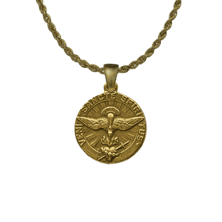 Vintage Yellow Bronze Veni Sancte Spiritus Medal