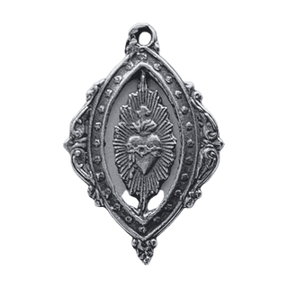 Vintage Sterling Silver Openwork Sacred Heart Medal