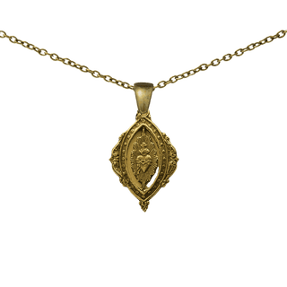 Vintage Yellow Bronze Openwork Sacred Heart Medal