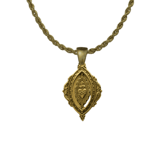 Vintage Yellow Bronze Openwork Sacred Heart Medal