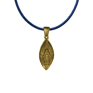 Vintage Yellow Bronze Immaculate Conception Marquise Medal