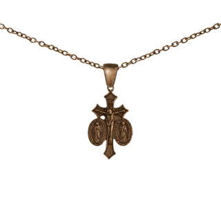 Vintage Bronze St. Joseph and Miraculous Medal Crucifix