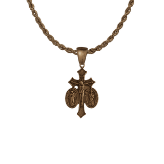 Vintage Bronze St. Joseph and Miraculous Medal Crucifix