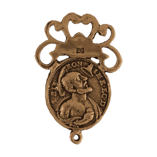 Vintage Bronze Our Lady of Guadalupe Rosary Center — reverse