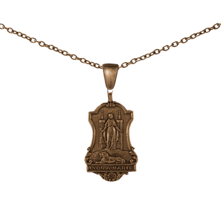 Vintage Bronze Lyon a Marie Medal, Virgin and Lion