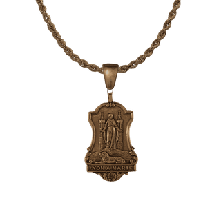Vintage Bronze Lyon a Marie Medal, Virgin and Lion