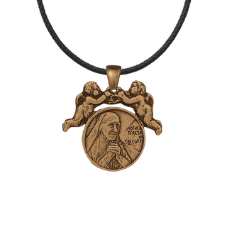 Vintage Bronze Mother Teresa of Calcutta Medal with Angels