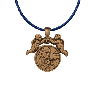 Vintage Bronze Mother Teresa of Calcutta Medal with Angels